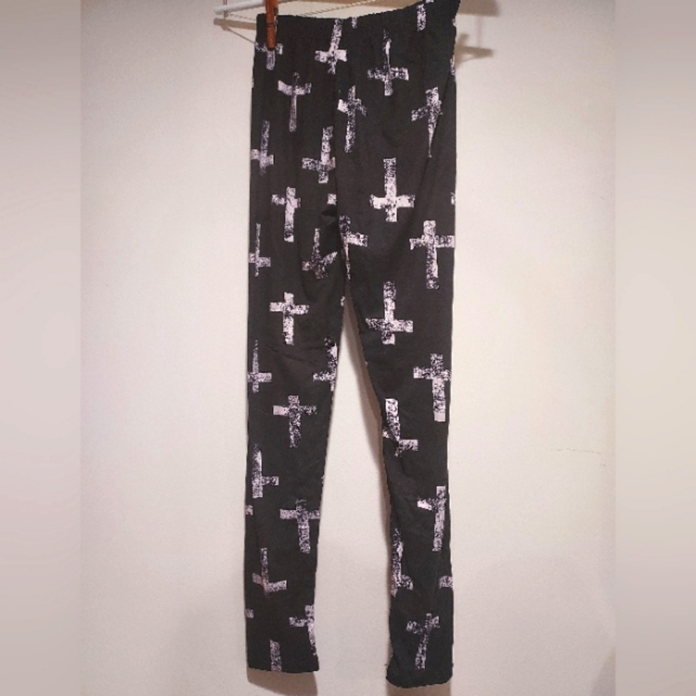 Kids Black and White Cross Leggings